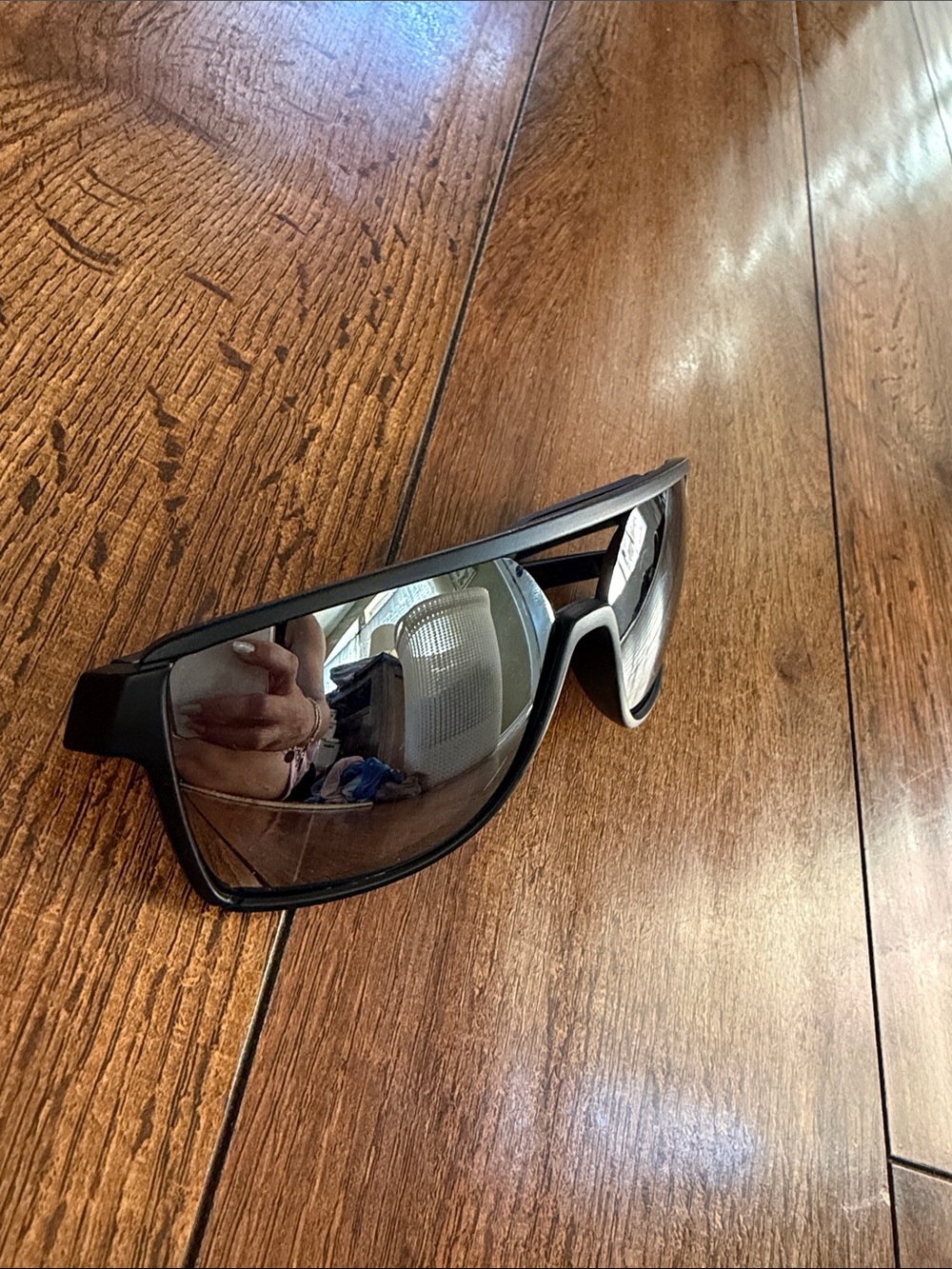 Vince Camuto Black Shield Sunglasses with Gray Mirrored Lenses